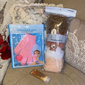 🤎🥥🩷NWT Revele 4PC Jumbo 4PC Shower Pouf infused w/Coconut Oil & Vitamin E